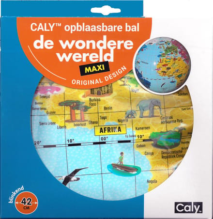Opblaasbare wereld bal 42 cm De Wondere Wereld