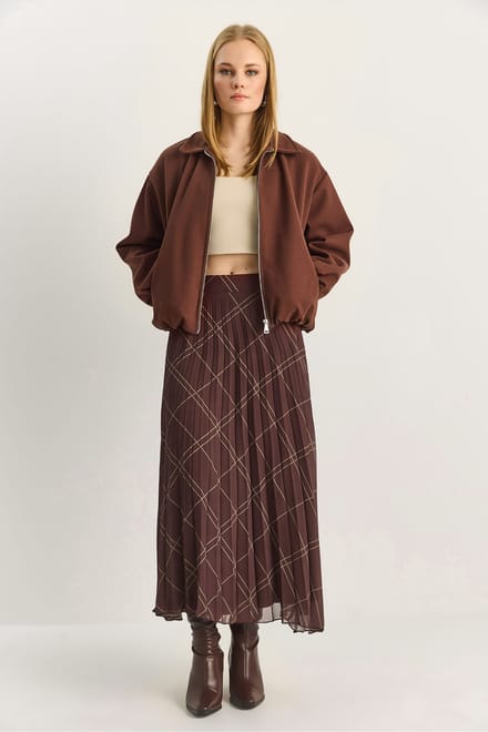 Hoogwaardige Geruite Maxi Rok