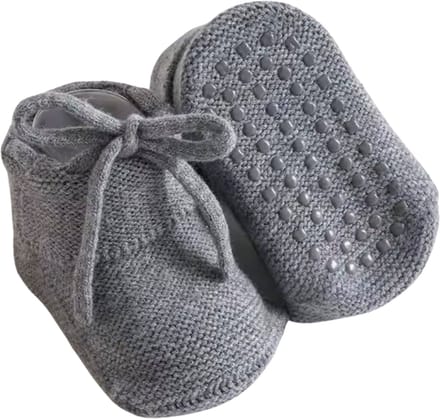 Gebreide Babyslofjes Antislip | Grijs | Ivy and Soof