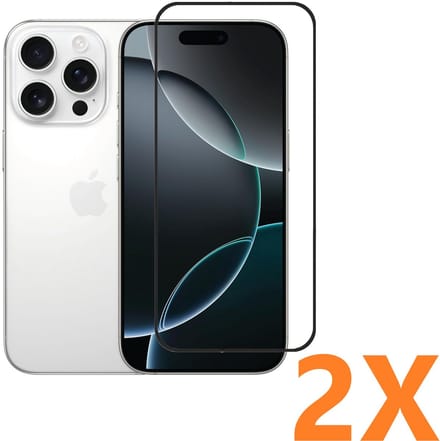 Screenprotector Glas - Full Coverage Tempered Glass Screen Protector [volledige dekking] - 2x Geschikt voor: Apple iPhone 16 Pro Max