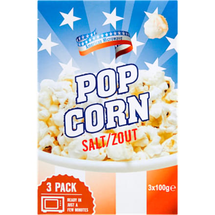 Popcorn salt / zout Pak 3 pakken x 100 gram