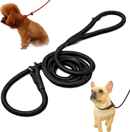 Sliplijn met Stop voor Honden – Nylon Trainingslijn 130 cm – Extra Sterk – Zwart