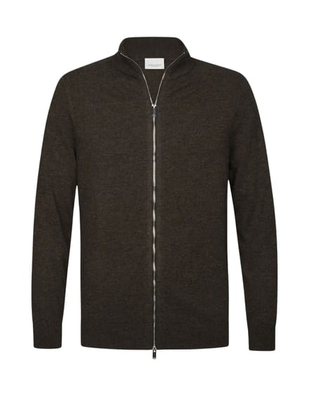 Profuomo Cardigan Full Zip Vesten Bruin Ppxj30013