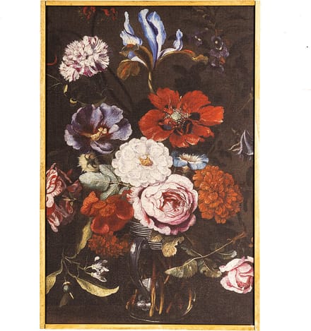 Clayre & Eef Schilderij 40x60 cm Zwart Rood Hout Bloemen
