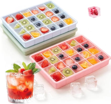 Solidchoice - Set van 3 Silicone IJsblokjesvormen met Deksel