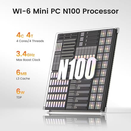 Trycoo Mini PC WI-6 N100 Processor WI-6-16-512
