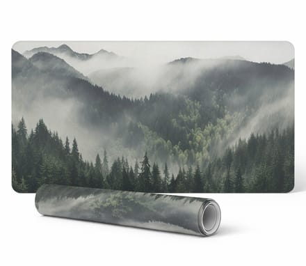 Mist boven het bos bureauonderlegger voor toetsenbord en accessoires 120x60 cm