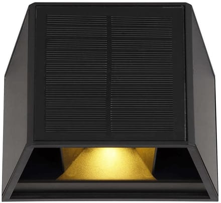 Zwart LED wandlamp met zonnepaneel - kubusvorm - 1 stuk - 3000K lichtkleur met bewegingssensor