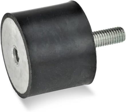 Set van 2 Rubberen Buffers met M10 Schroefdraad - Trillingsdempers Zwart 70mm Diameter