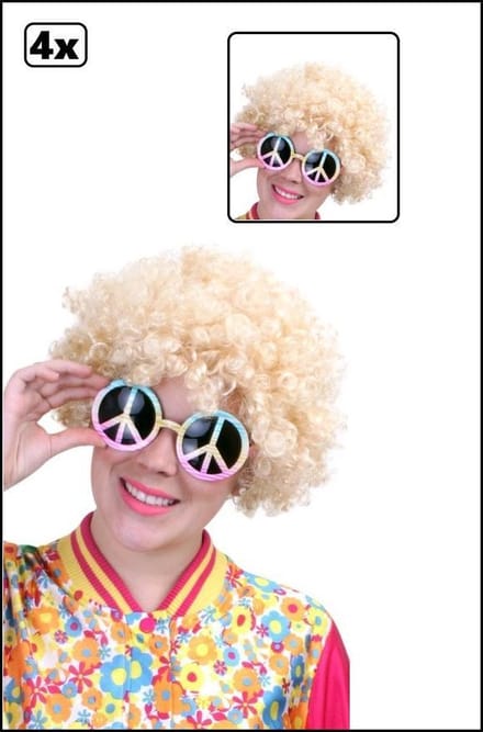 4x Pruik hippy blond