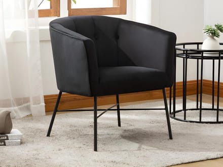 Vente-unique Fauteuil met armleuningen FAKART - 100% polyester - Zwart