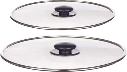 Kinvara Afgietdeksel/pannendeksel set - 2x stuks - Dia 25/21 cm - metaal - plat model