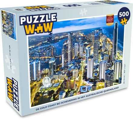 Puzzel De Gold Coast bij schemering in het Australische Queensland - Legpuzzel - Puzzel 500 stukjes