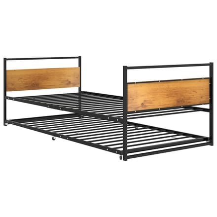 vidaXL - Bedframe - uitschuifbaar - metaal - zwart - 90x200 - cm