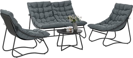 Outsunny tuinbankstel - Staal, polyester - 122x87x85cm - Grijs