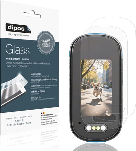 dipos – 2x Matte Pantserfolie geschikt voor Sosisul 01141643 Action Cam | 9H Screenprotector