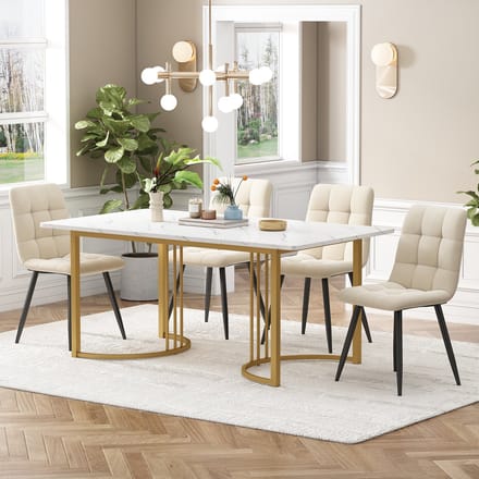 REDOM - Eetkamerset - 5-Delig - Modern - Voor Keuken - MDF En Metaal - 140 X 80 Cm