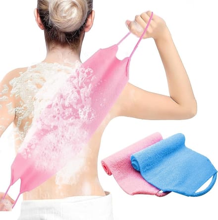 2-Pack Roze Douche Scrubber met Handvatten - Wasvormige Rugmassager (Mesh Structuur) voor Ontspanning en Verzorging
