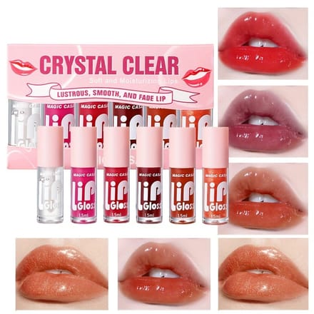 Compacte 6 Delige Lip Gloss Set - Hydraterende Jelly Lip Oil met Glanzende Finish