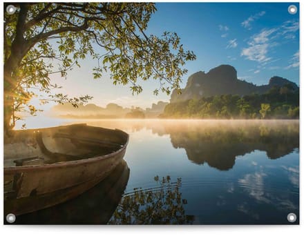 Tuinposter Boot op het meer - 60 x 80 - Canvas - REINDERS