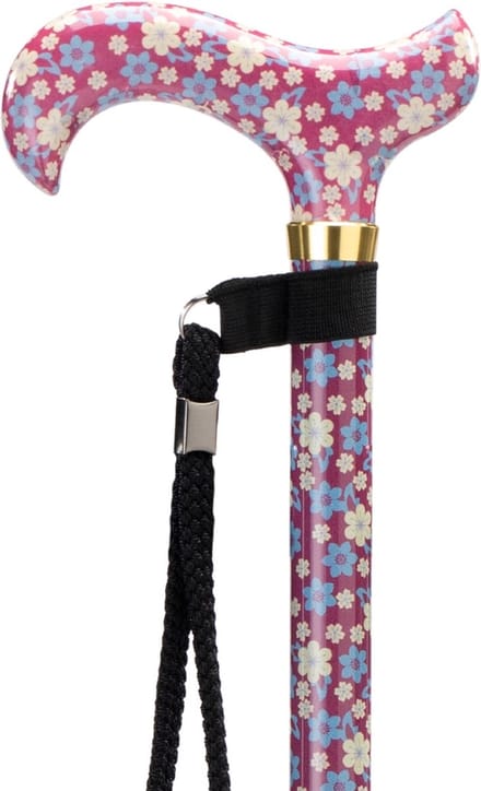 MultiMotion Premium wandelstok met volledige rode bloemen print