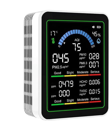 Luchtkwaliteit Monitor - Detector Meter - Binnenklimaat Verbeteren - Real-time Data - Compact Ontwerp - Wit