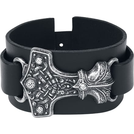 Alchemy Gothic - Gothic Lederen armband - Thor's Hammer - voor Mannen - standaard
