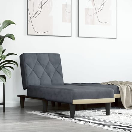 vidaXL - Chaise - longue - fluweel - donkergrijs