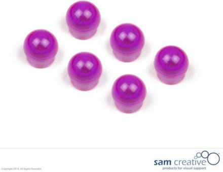 Sam Creative Whiteboard Magneten - Bol - 15 mm - Paars - 6 stuks - Magneten