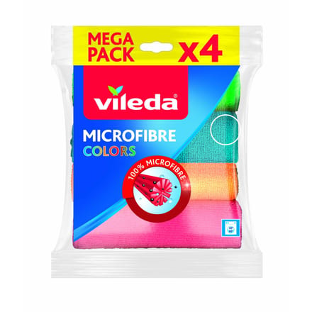Vileda Colors Microvezeldoekjes - 4 stuks - Kleurrijk - Poetsdoeken - Schoonmaakdoek