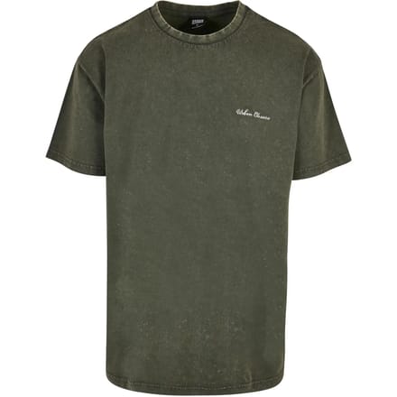 Urban Classics - Oversized Small Embroidery Heren Tshirt - L - Groen