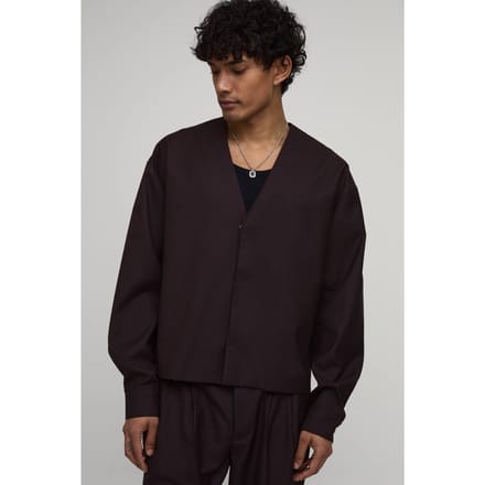 Kraagloze Boxy Blazer Met V-hals | Chocolate | Size 36