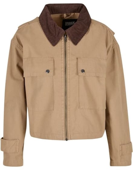 Urban Classics Ladies Workwear Cropped Cotton Jacket Dames Tussenseizoensjas - beige - XL