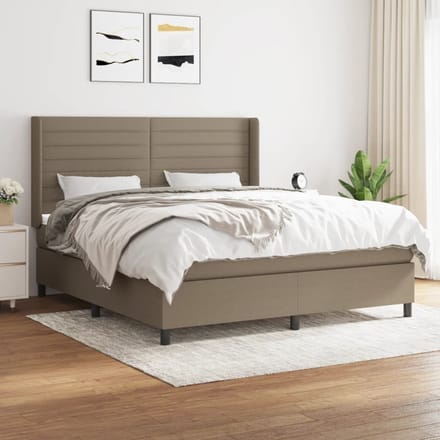 vidaXL - Boxspring - met - matras - stof - taupe - 180x200 - cm