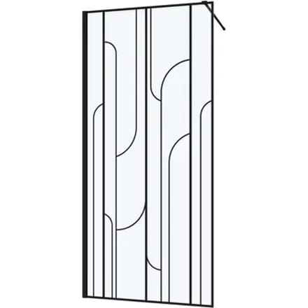 Aurlane Inloopdouchewand Art Deco - 6mm Gehard Glas - Mat Zwart - 90x195cm