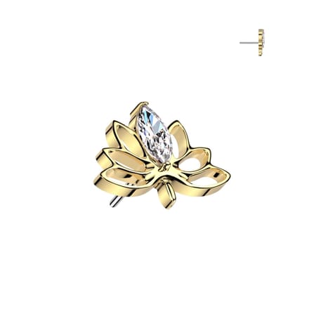 Piercing titanium lotus push in 1.2x6 - goud - LMPiercings