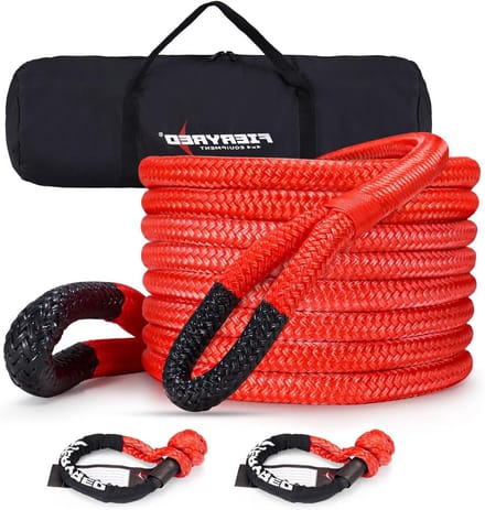 Kinetisch Hersteltouw - Sleeptouw Kit - Voertuig Berging - 30% Stretch Capaciteit - 30 FT 1 Inch - Rood