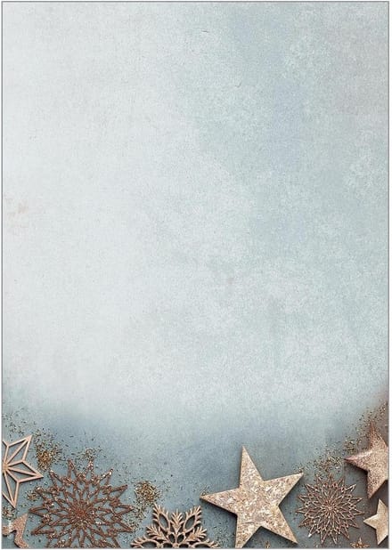 Kerst briefpapier A4 Duurzaam Papier Met Kerststerren Blauw Koper Design 100 Vel