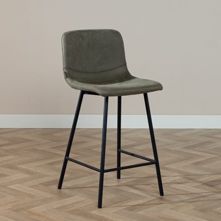 Bronx71® Industriële barkruk Mikky olijfgroen eco-leer 65-78 cm - barstoel