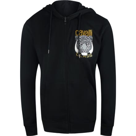 Cavalli Class Bold Tiger Graphic Logo Zwarte Hoodie Met Ritssluiting