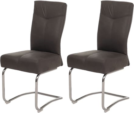Set van 2 eetkamerstoelen MCW-G56, keukenstoel sledestoel, textiel suèdelook ~ grijs