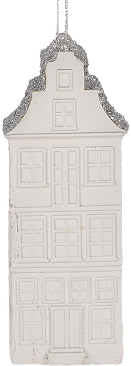 Clayre & Eef Kersthanger Huis 4x4x11 cm Wit Kunststof