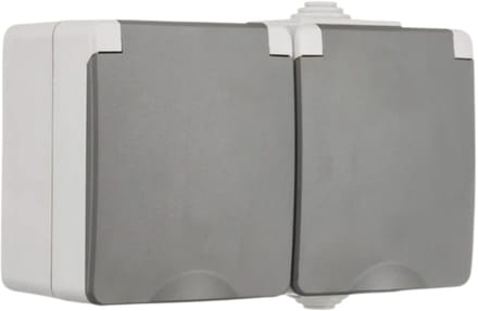 ION Industries - Contactdoos spatwaterdicht - opbouw - 2-voudig - randaarde - IP55 - grijs