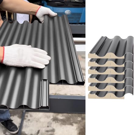 Dakpanelen - Golfplaten - Bescherming tegen weer - Geïsoleerd kliksysteem - 6 stuks - Grijs