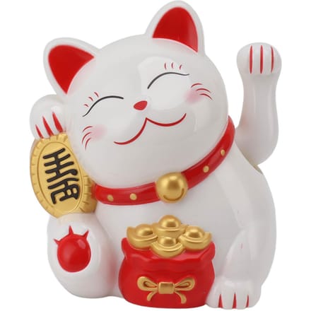 Bras ondulé électrique de 5,5 pouces, chat de Fortune décoratif, ornements de chat en plastique mignons pour bureau de caisse blanc