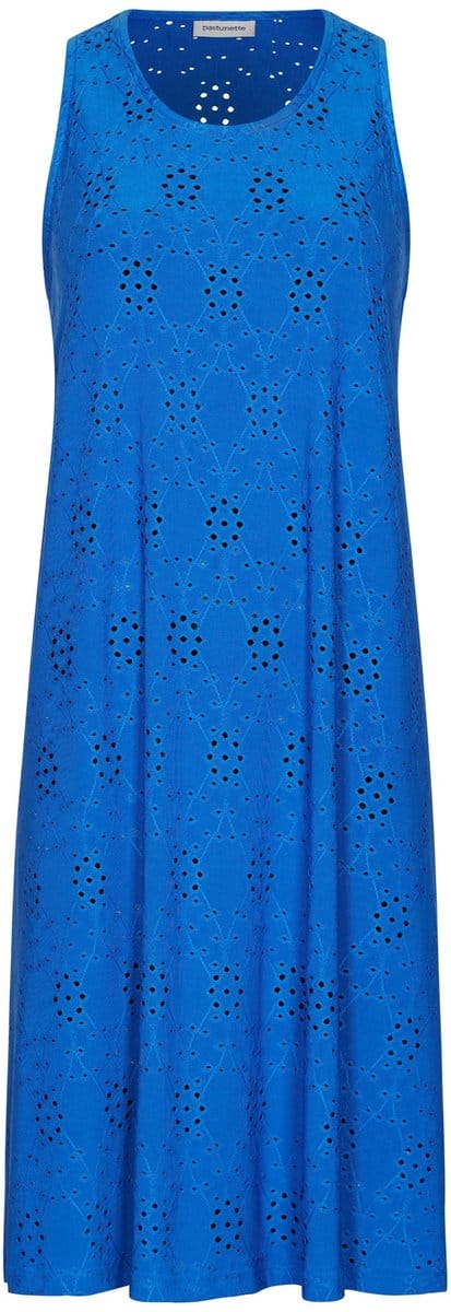 Pastunette - Jurk - Aqua Flora - Mouwloos - Blauw - Maat 36