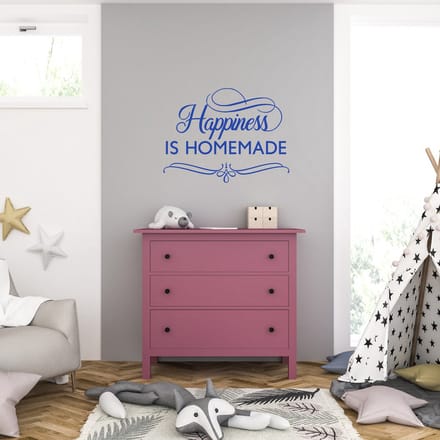 Muursticker - Happiness Is Homemade - 58 x 77 - Blauw