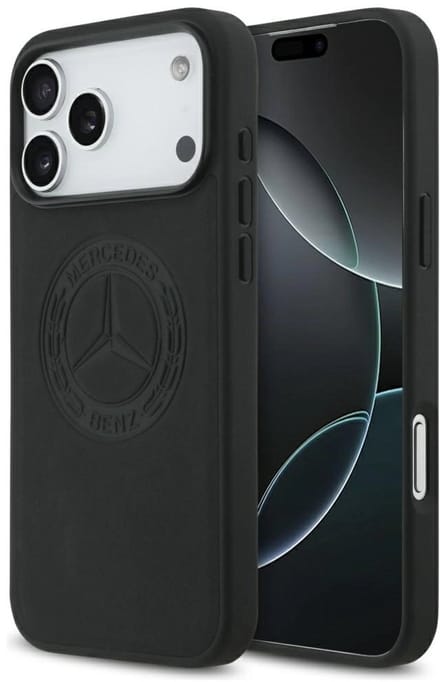 Mercedes-Benz Back Cover - iPhone 17 Pro Max - Zwart - Genuine Leather - Magsafe - Vintage Logo