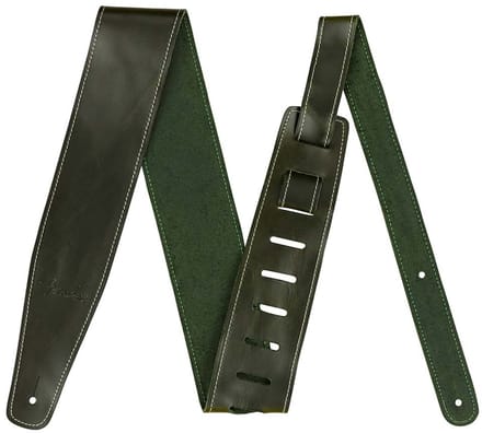 Fender Broken-In Leather Lederen Gitaarband Groen 0990641062