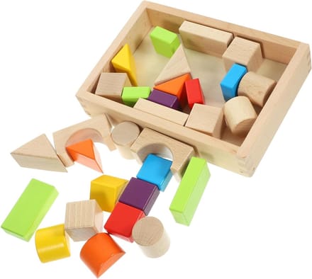 Houten Blokken Set - Bouwstenen Peuters - Creatieve Ontwikkeling - Vroege Educatie - 30 Stuks - Multicolor